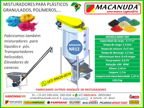 EQUIPAMENTO PRA MISTURAR PLÁSTICO GRANULADO MARCA MACANUDA